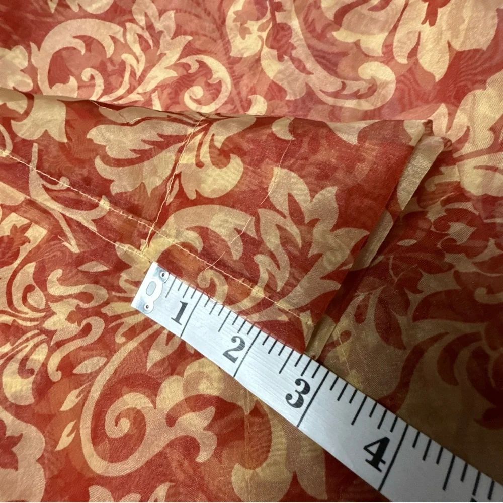 Waverly Damask Sheer Curtain Panel Red Floral Cottagecore Farmhouse French